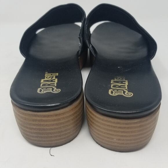 Brash Black Platform Slides Low Heel Sandals Slip On Comfortable Women's Size 9 - Picture 4 of 8
